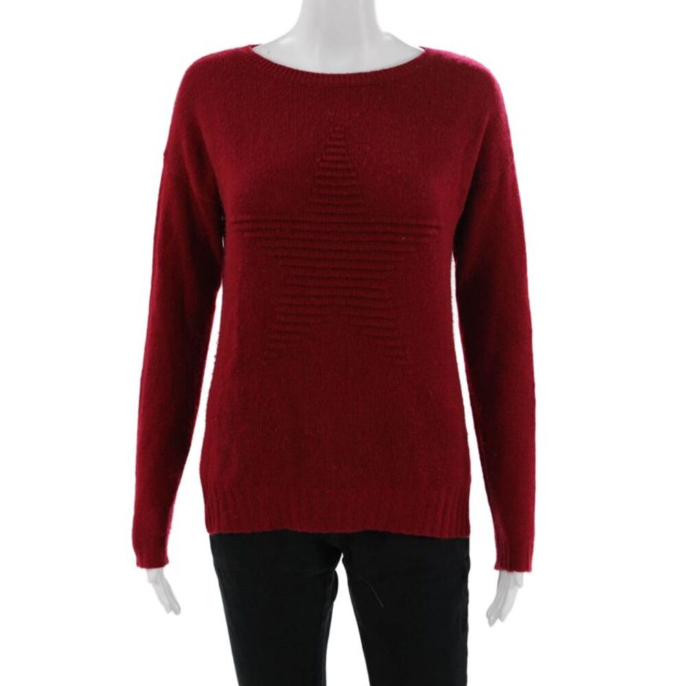 Autumn Cashmere Unisex Red Stars Round Neck Pullover Sweater Size XS